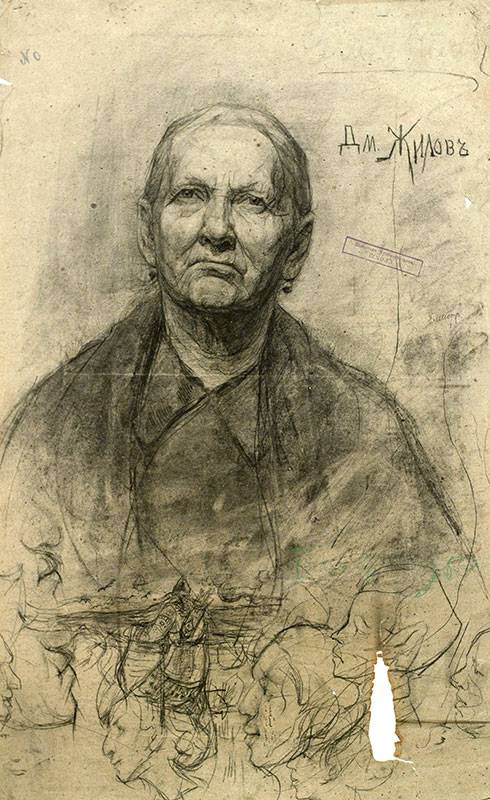 Портрет старой женщины, 1916 год, бумага, карандаш, 73х45