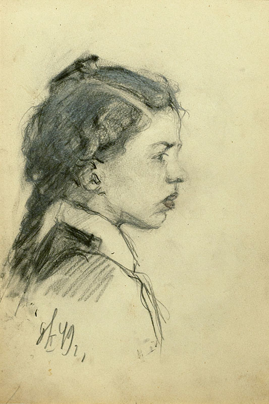 Портрет дочери, 1949 год, бумага, угольный карандаш, 28х20