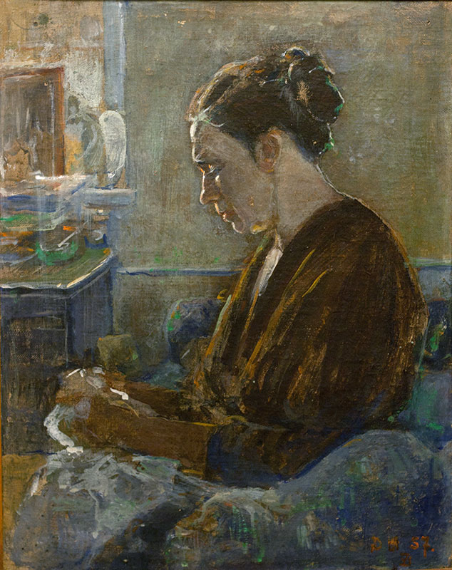 Портрет жены в коричневом халате, 1957 год, холст, масло, 45х35,5